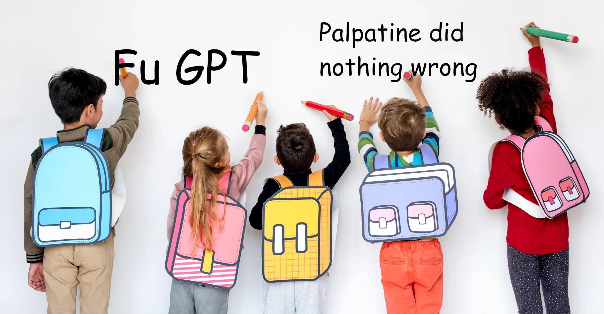 Image of school kids writing on a blackboard